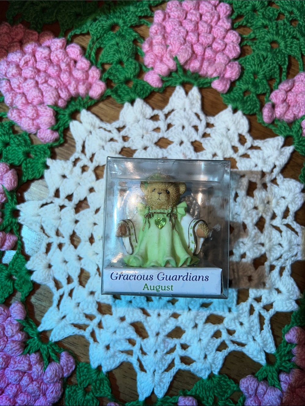 Gracious Guardians August Angel Bear Figurine - peridot - Picture 3 of 8